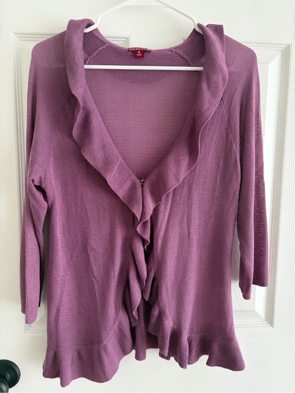 Merona Mauve Ruffle-Front Cardigan